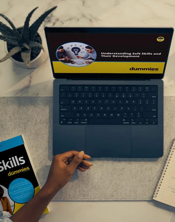 woman taking Soft Skills For Dummies video course on her laptop