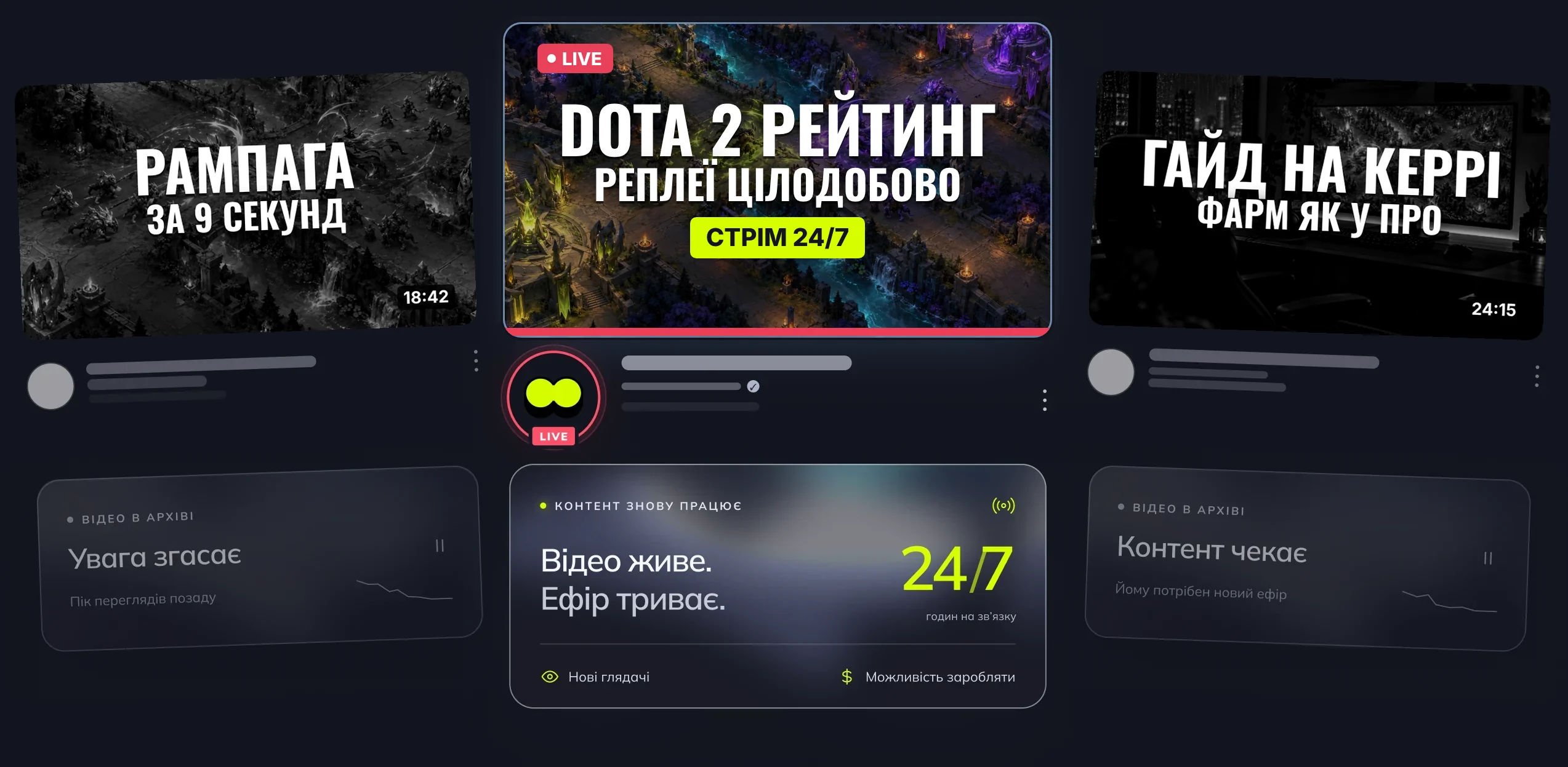 Три відео з Dota 2: два в архіві, одне знову в ефірі у 24/7 стрімі