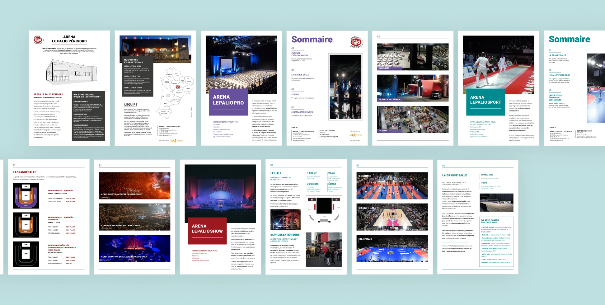 Dépliants créés par l'agence Jaéco pour l'Arena le Palio Périgord