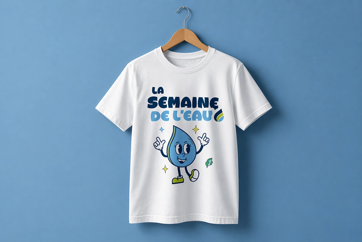 Photographie d'un tee-shirt pour la semaine de l'eau, créé par Jaéco