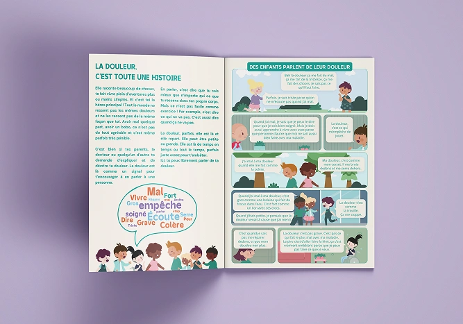 Photographie d'un carnet douleur pour l'UNAASS, créé par Jaéco