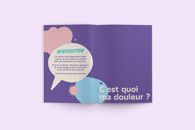 Photographie d'un carnet douleur pour l'UNAASS, créé par Jaéco
