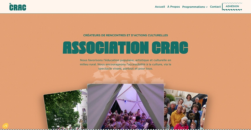 Section du site internet du Crac, réalisé par Jaéco