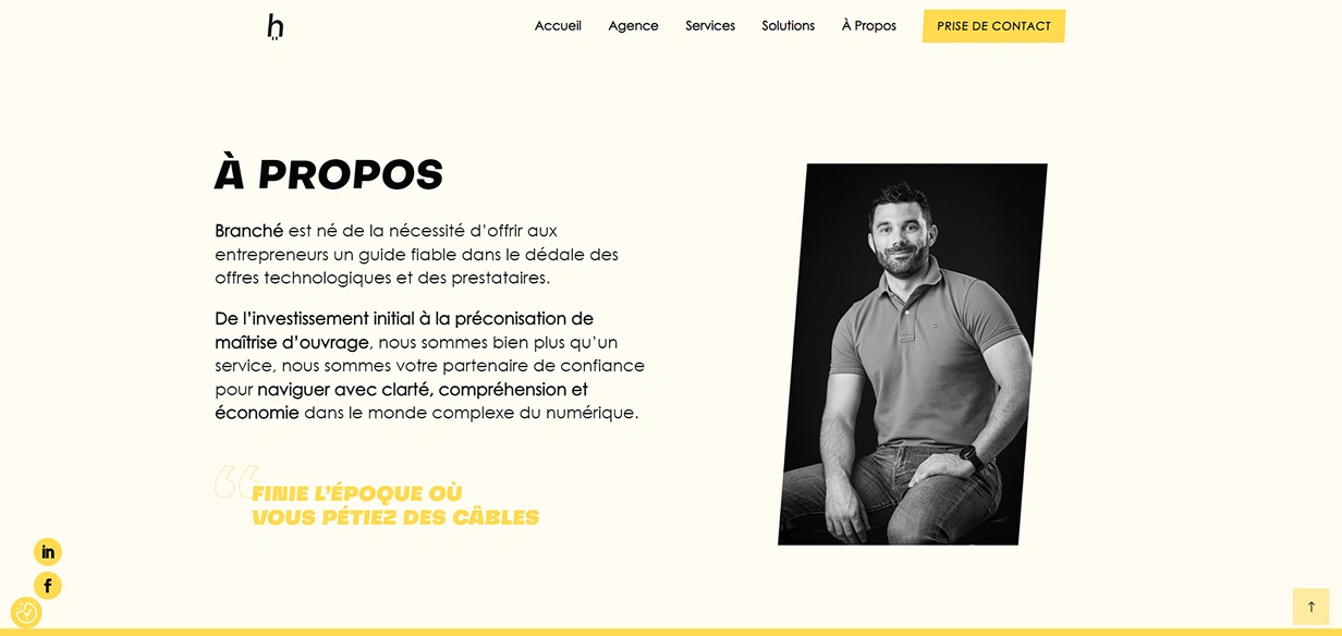 Image du site web branché-consulting, crée par Jaéco