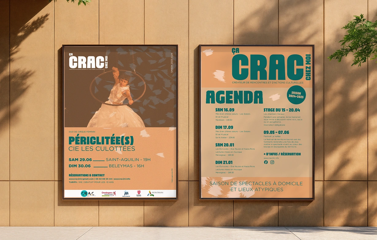Mock up de 2 affiches faite pour "ça crac chez moi"