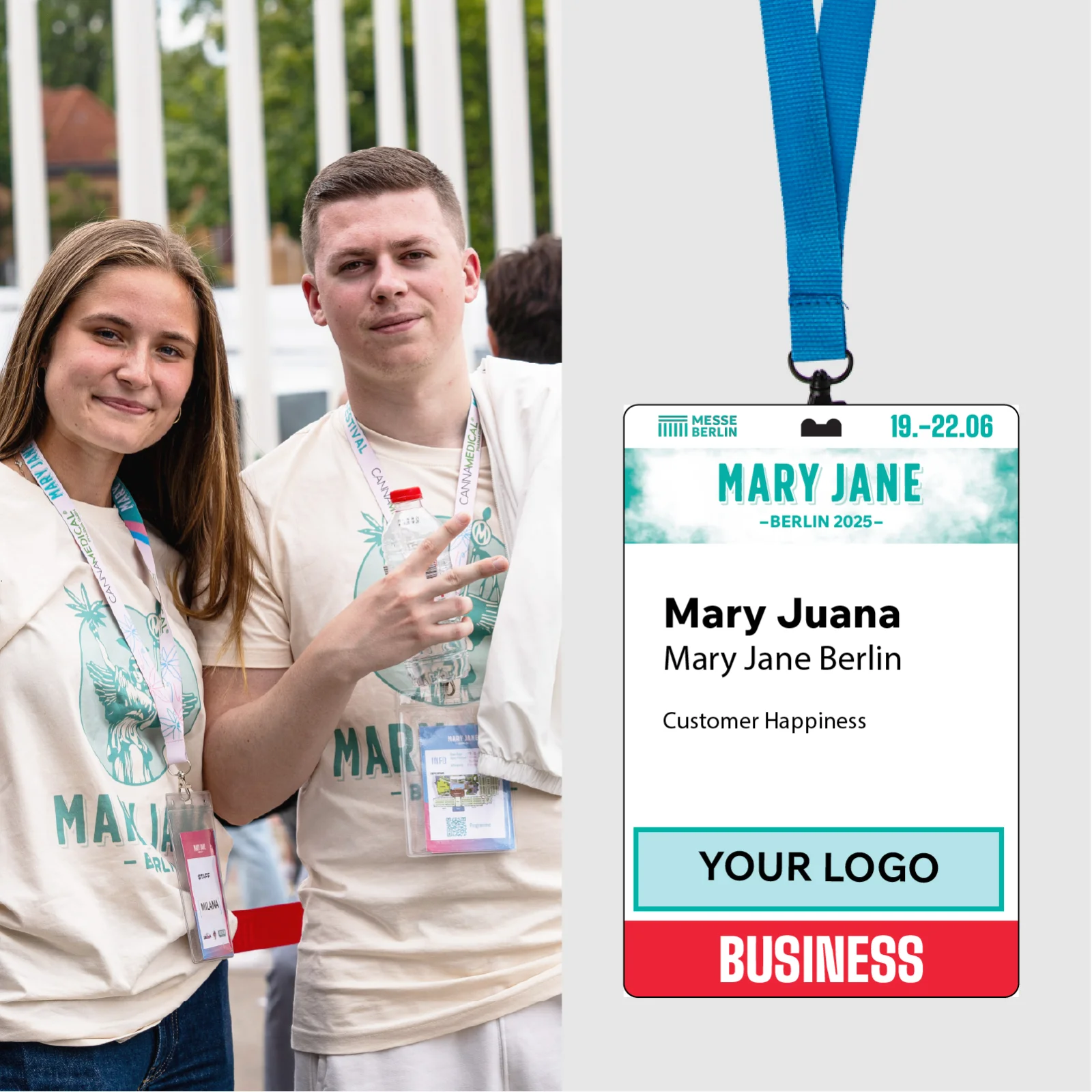 Logo auf Business- und Ausstellerausweisen