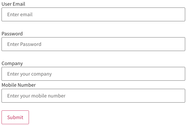 Textfields with labels over a Submit-button