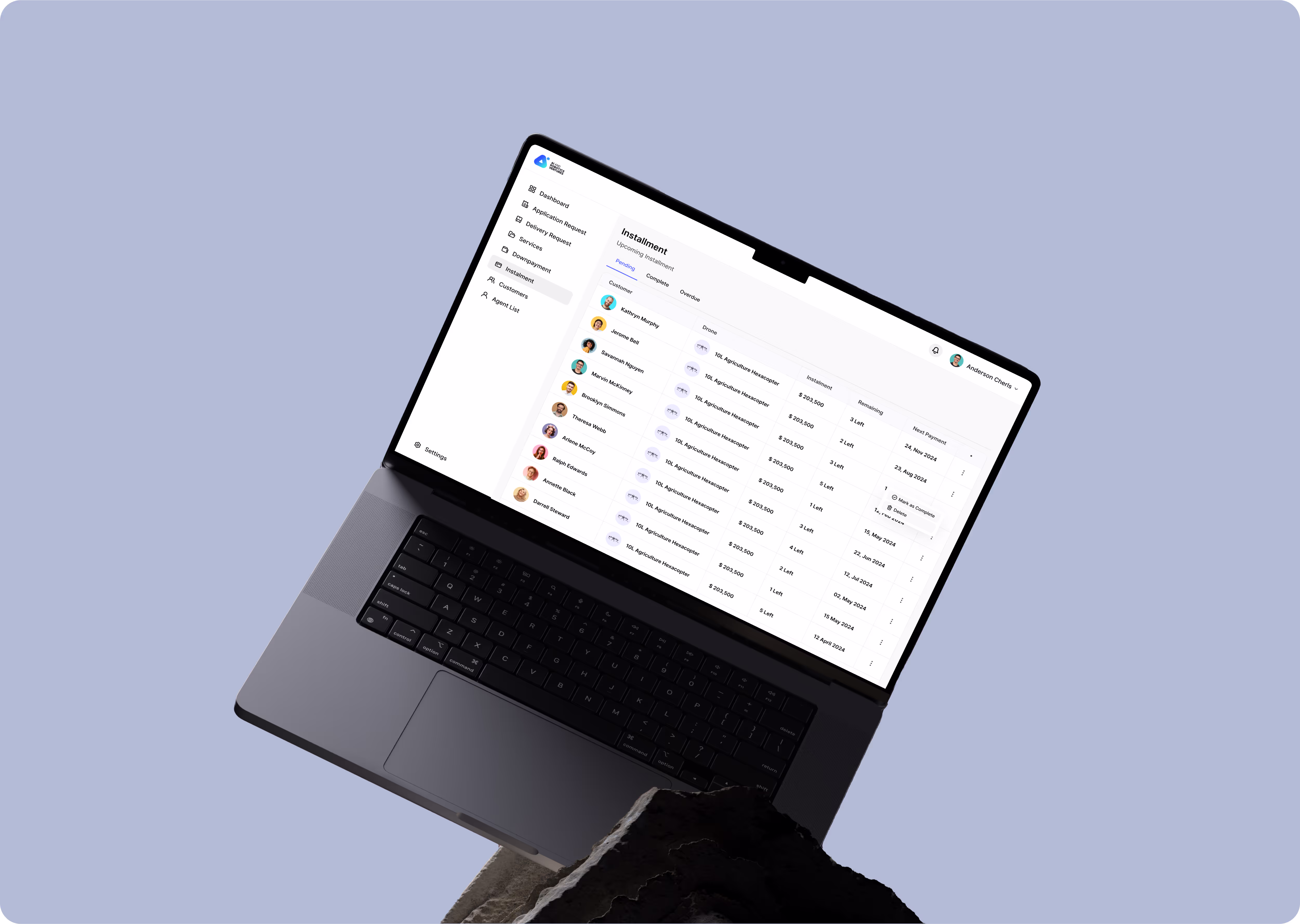 Admin can monitor both down payments and installments. They have access to track and review payment statuses, ensuring that all transactions are properly recorded and managed.