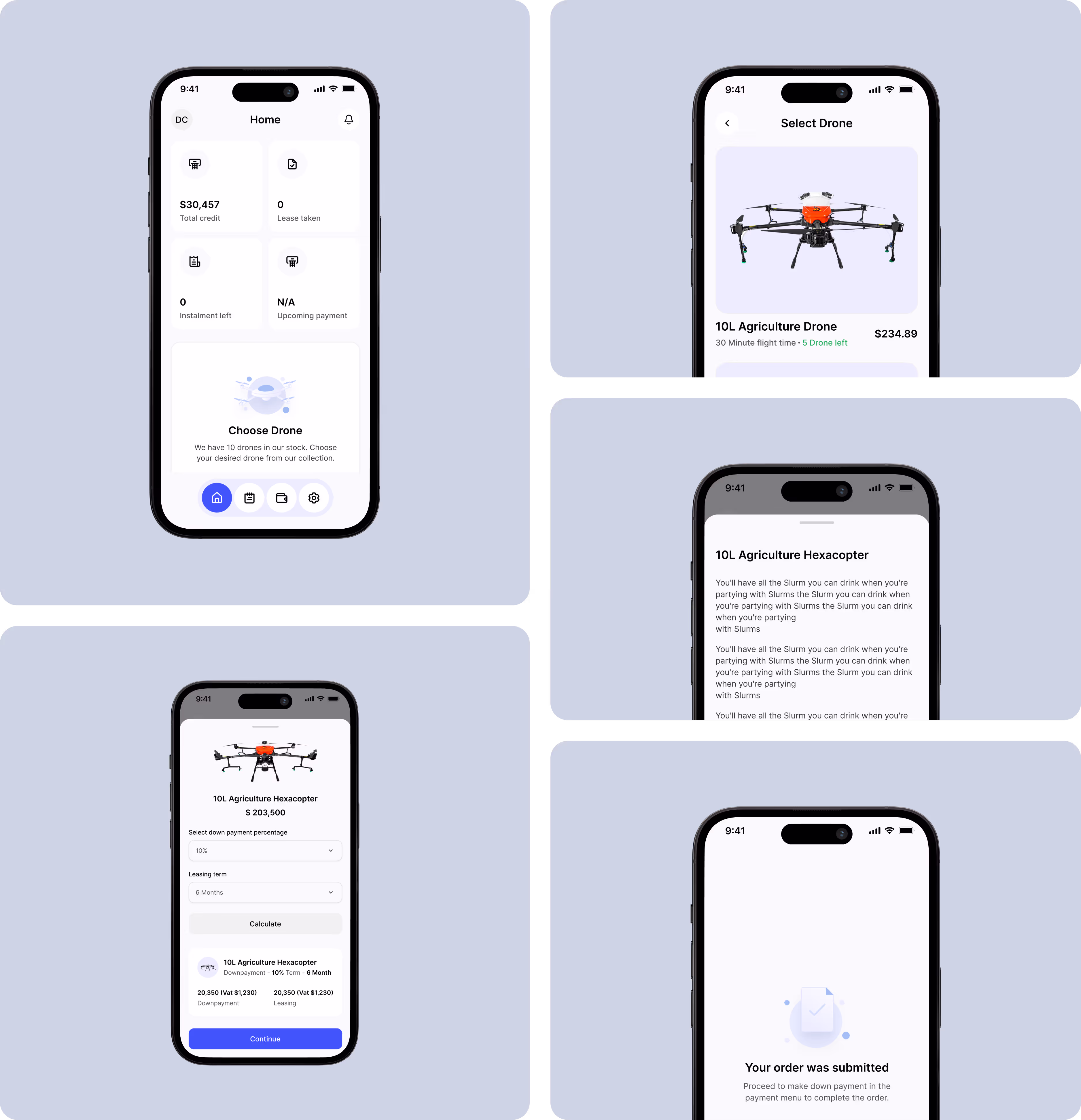 User selection and payment deliveryscheduling for drone leasing