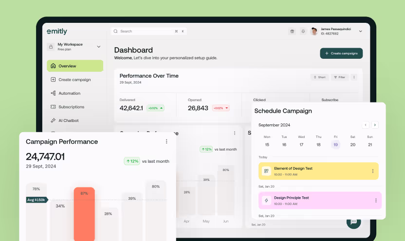 Emitly dashboard mockup pop up by ofspace