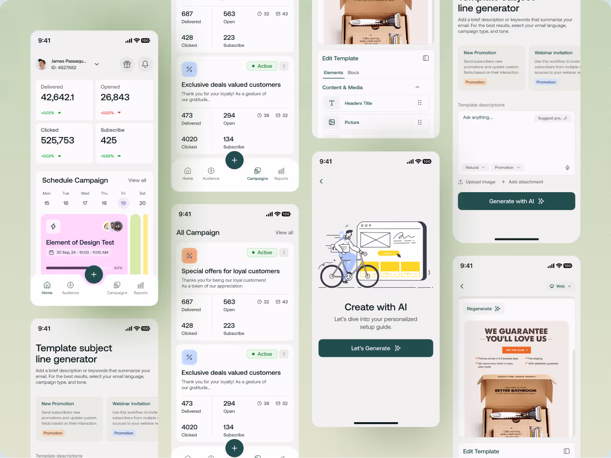 Emitly mobile app screen page presentation by ofspace
