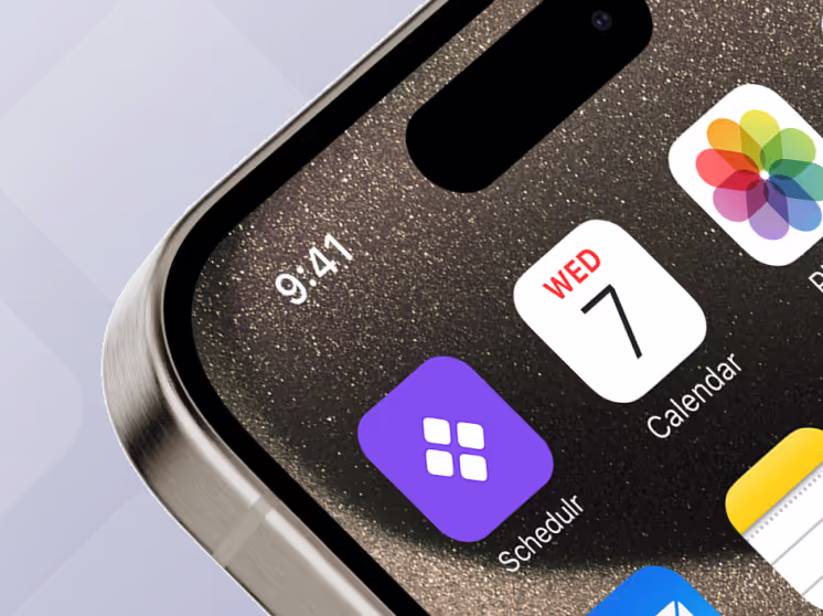Schedulr mobile app play store logo mockup by ofspace