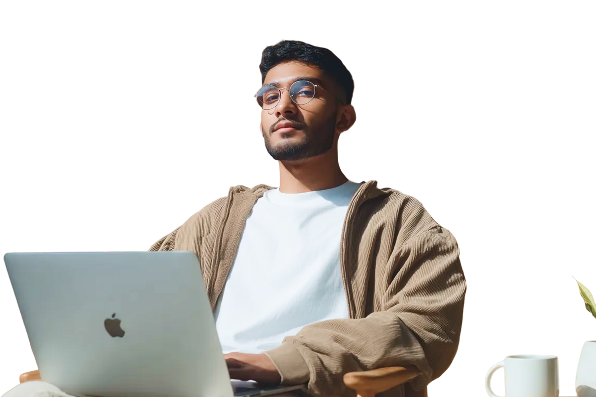 A men sitting and using laptop