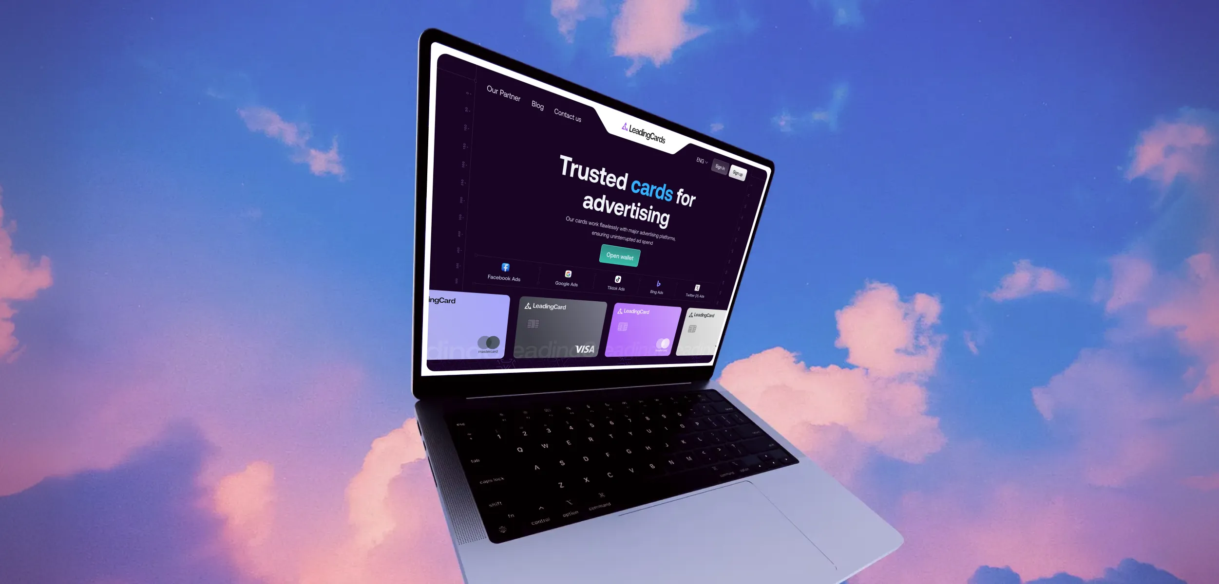 Leading Cards Header secation mockup design by ofspace