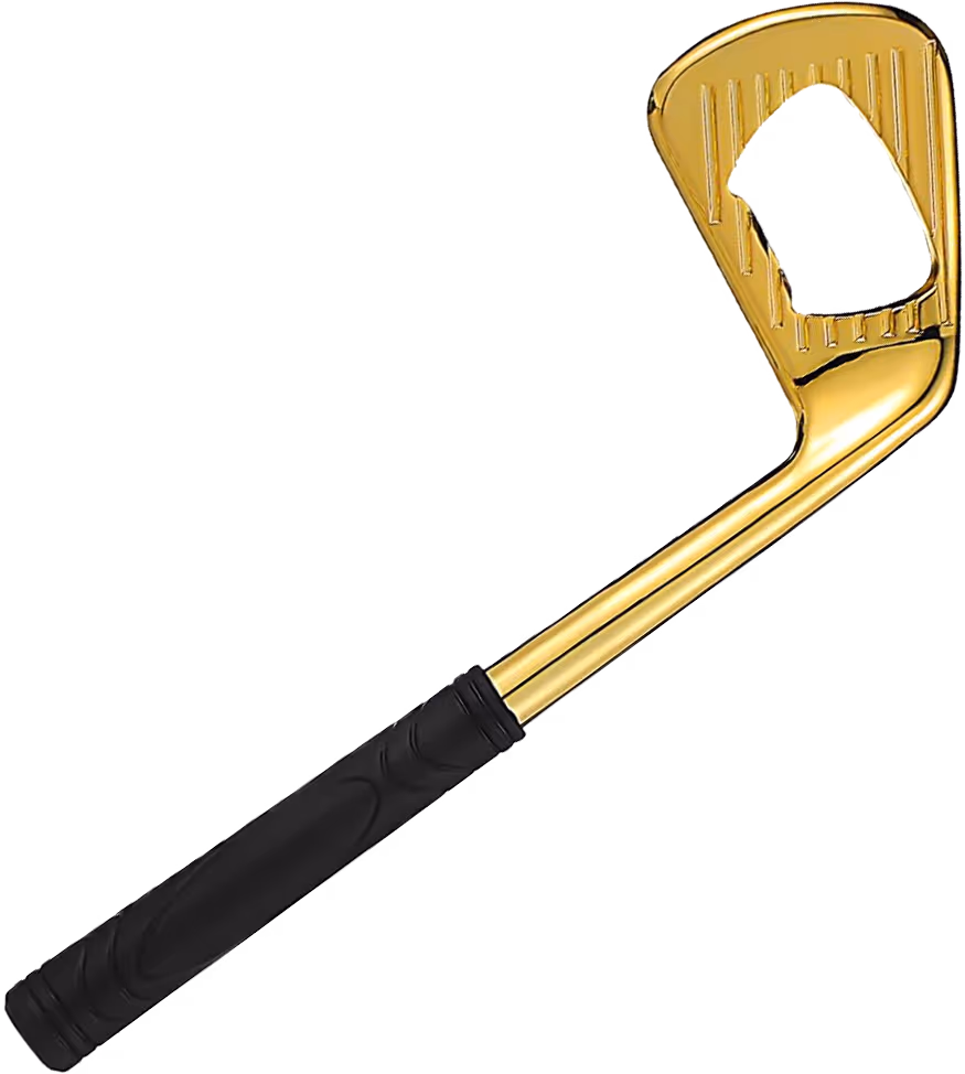 Mini golden golf club that doubles as a bottle opener