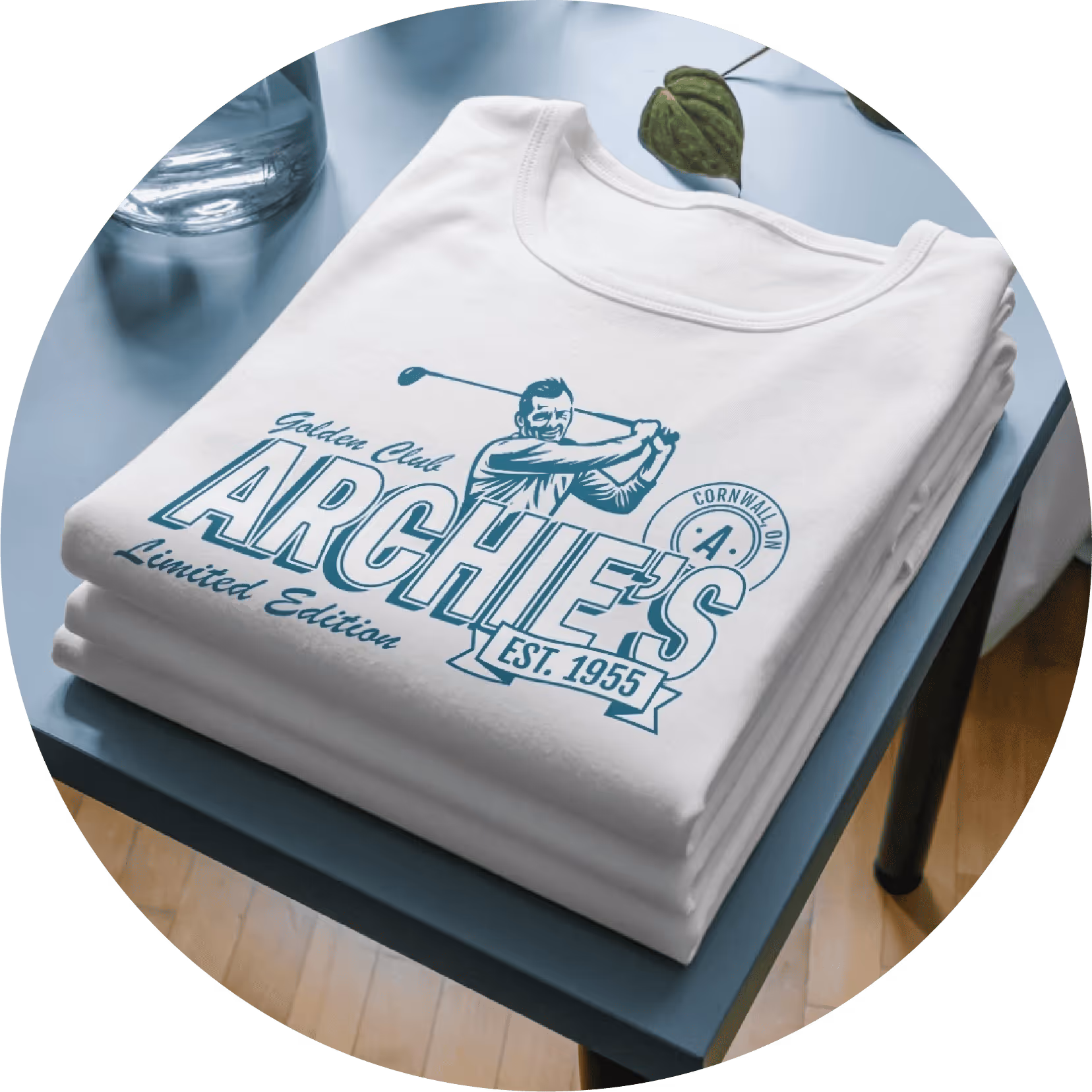 T-shirt mockup showcasing the limited edition Golden Club Archie's T-Shirt