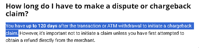 Crypto.com's chargeback policy