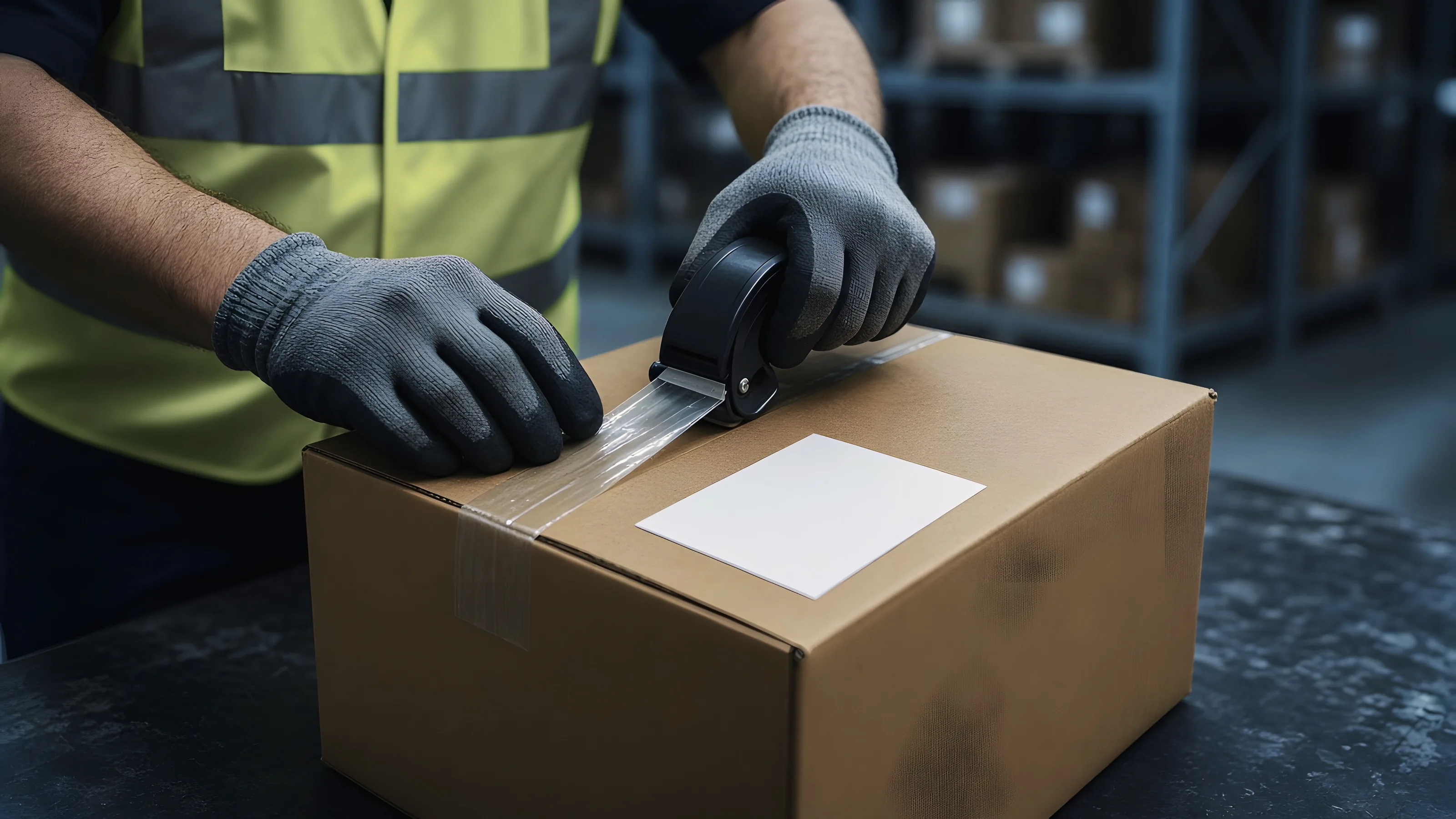 Packer sealing a box at a packing station