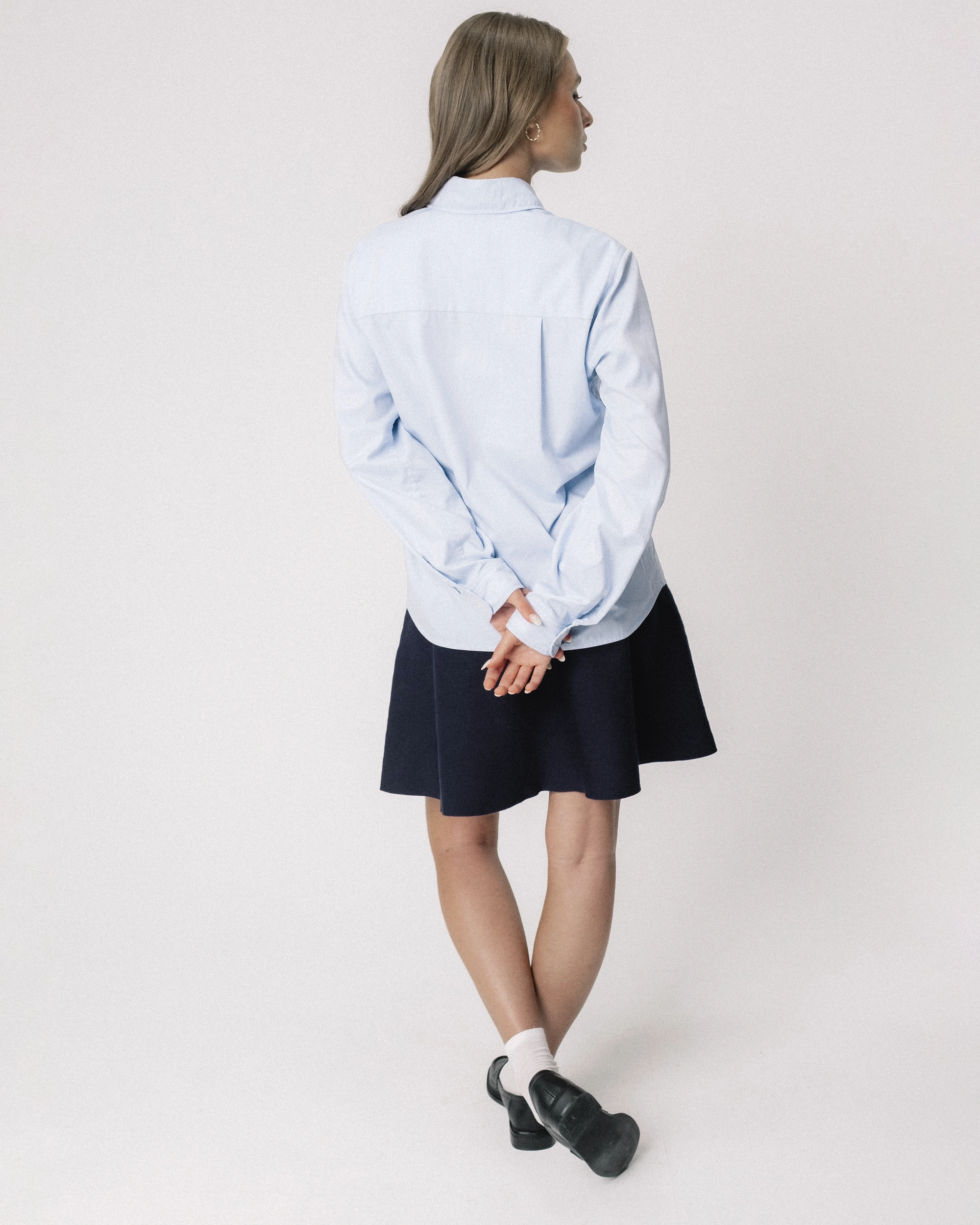 Litton-Womens-Cotton-Shirt-Blue-Back-Profile