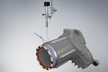 Goteo de un estator mediante un dosificador monocomponente ViscoTec