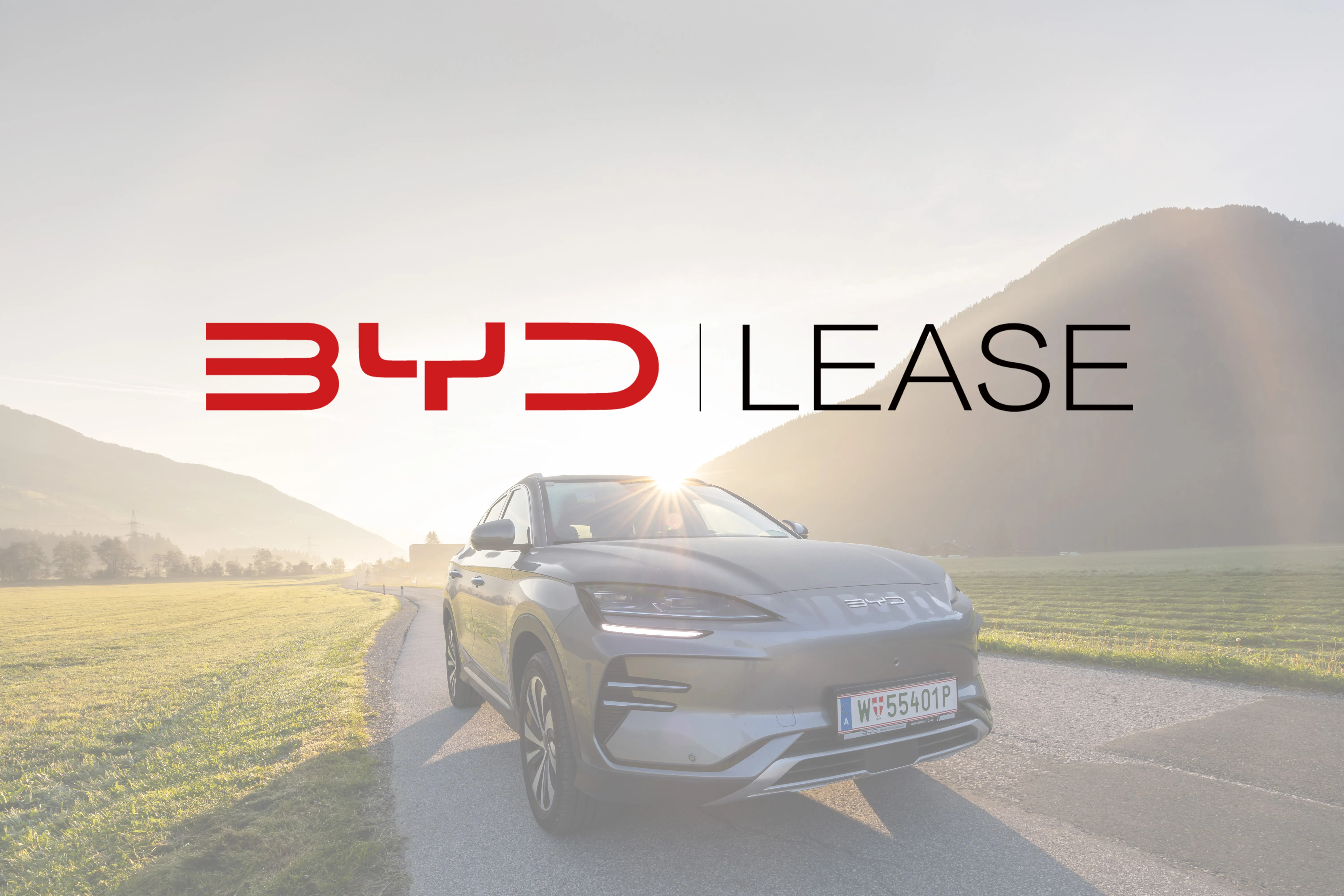 BYD LEASE Logo mit SEAL U im Hintergrund.