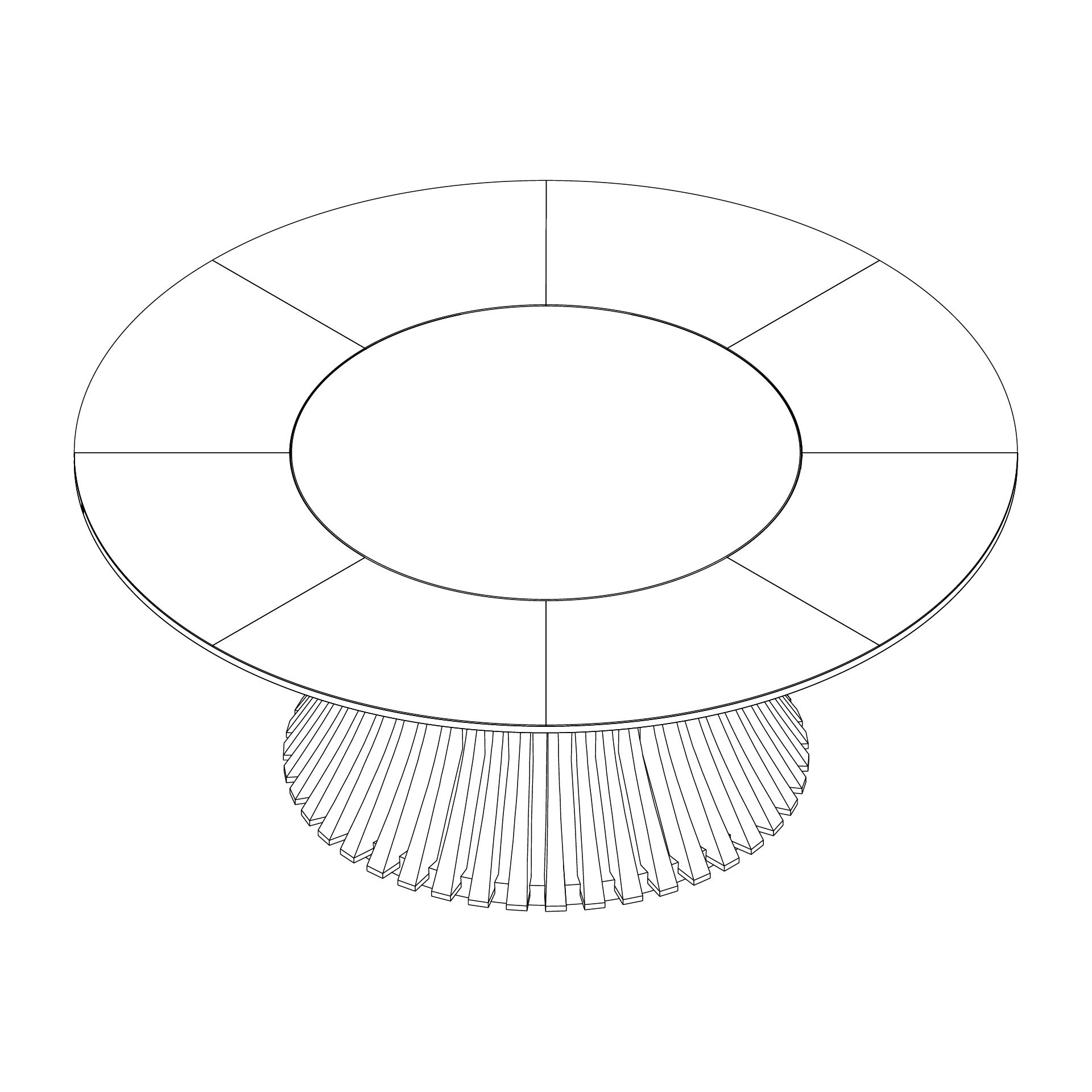 Isometric line drawing of Limn Ragusa round dining table