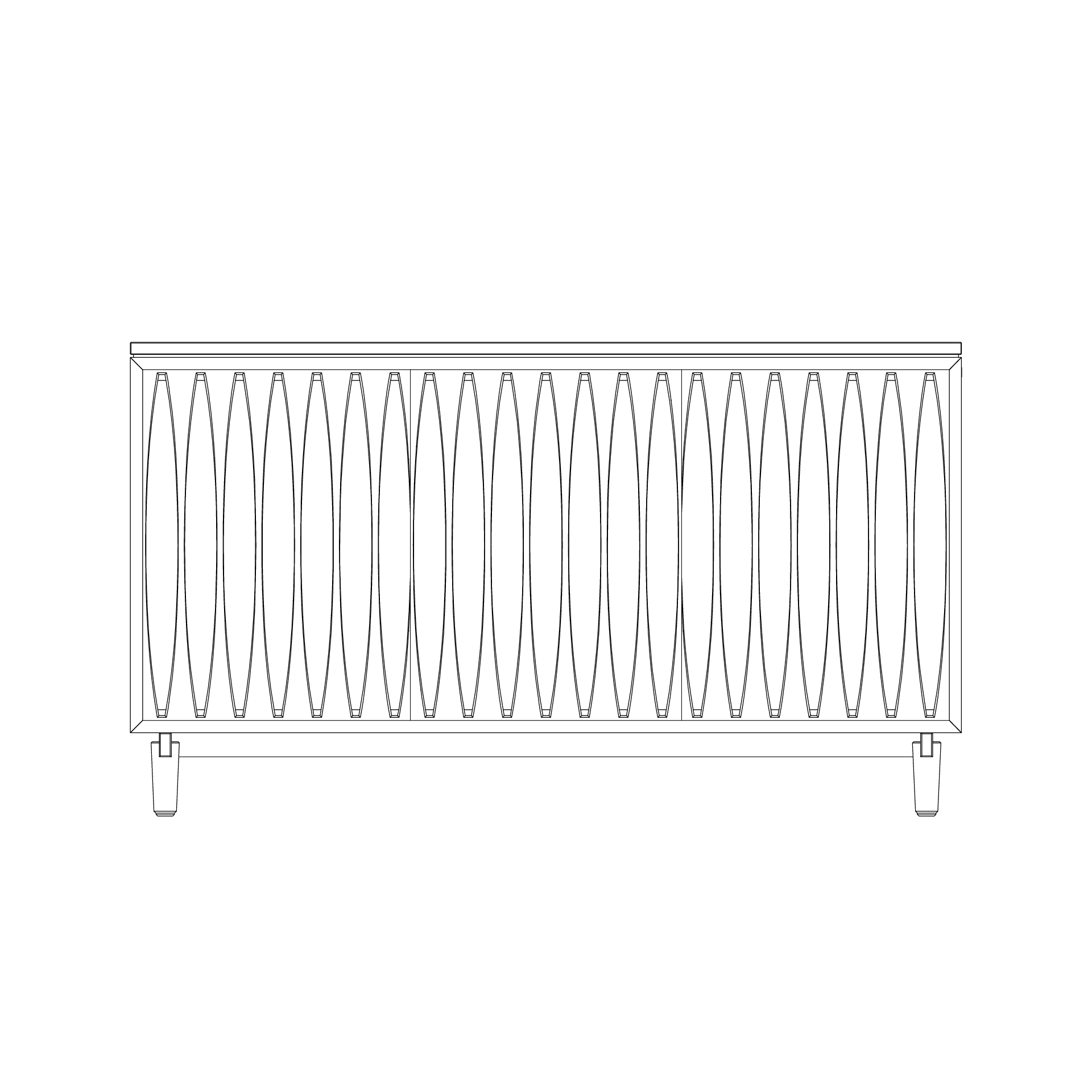Isometric line drawing of Limn Ragusa credenza front