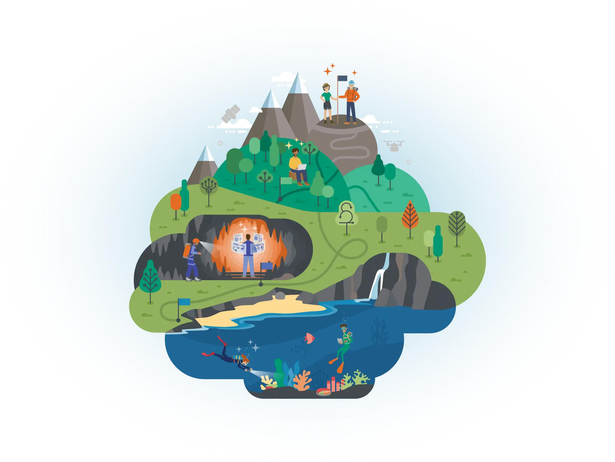 Rmkble World Simplified (shadow) illustration for: Technology amplifies. People lead