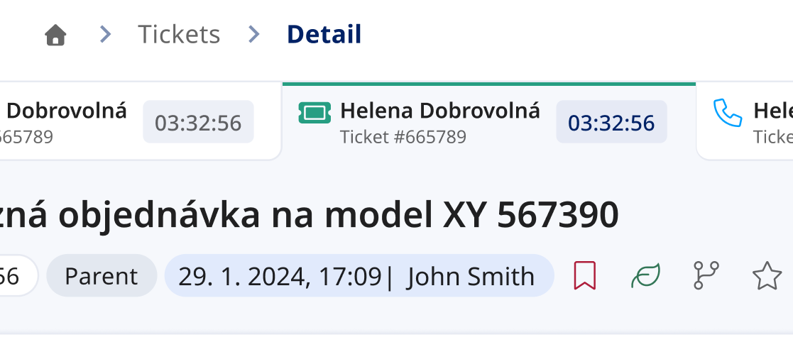 Ticket activity tab showing timed tracking