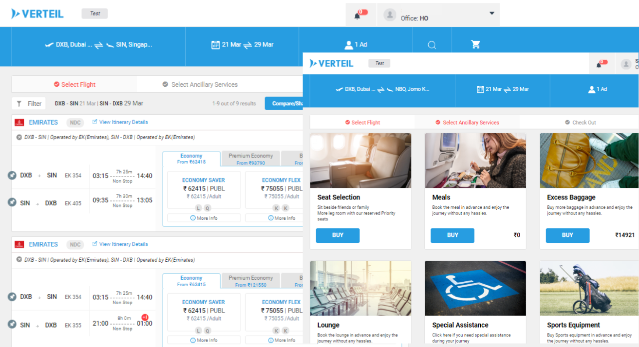 VDC makes it easy for travel agents to search flights and shop for ancillaries from a single interface
