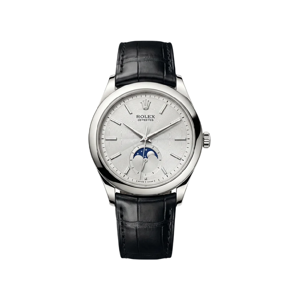 Luxe Rolex Cellini horloge in goud op een zwarte achtergrond