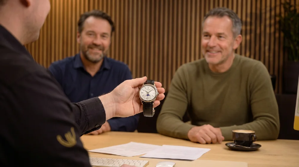 Man vult online formulier in op tablet voor verpanding