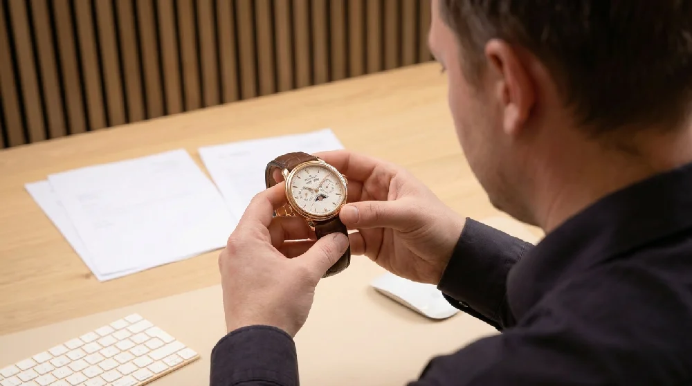 Expert taxeert Blancpain horloge met loep