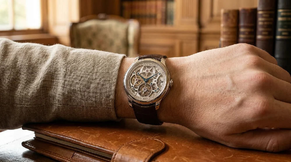 Kluisdeur van een bank met een F.P. Journe horloge op de voorgrond