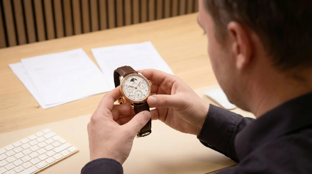 Klant plant afspraak in voor taxatie van IWC horloge. Agenda.