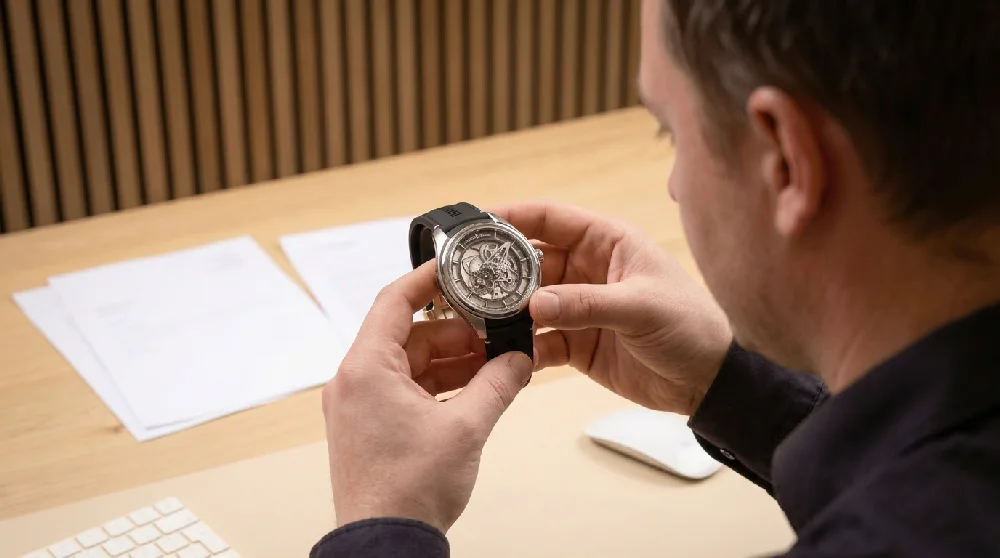 Hand schudt elkaar tijdens afspraak voor Ulysse Nardin taxatie
