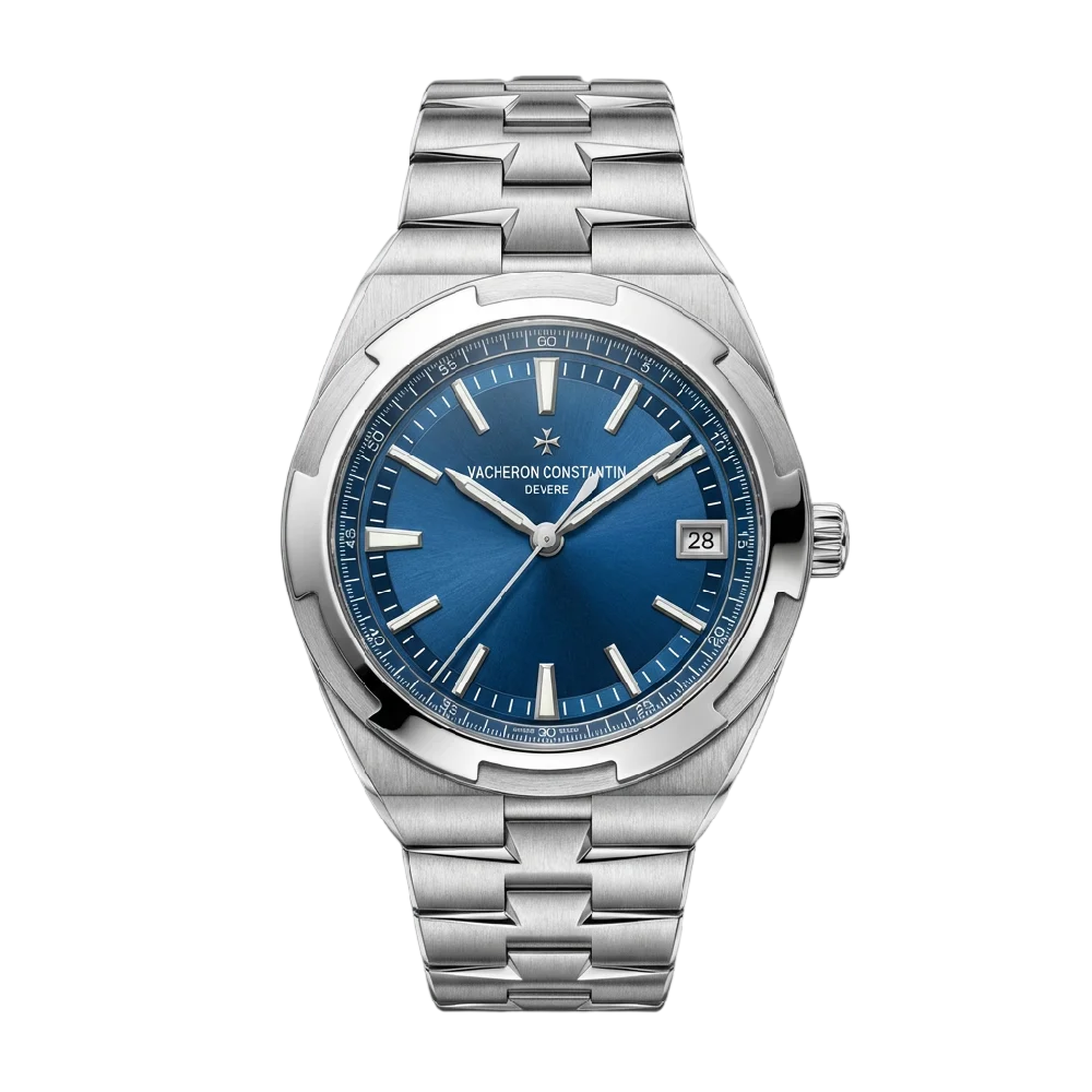 Exclusief Vacheron Constantin luxe horloge met een blauwe wijzerplaat en stalen schakelband