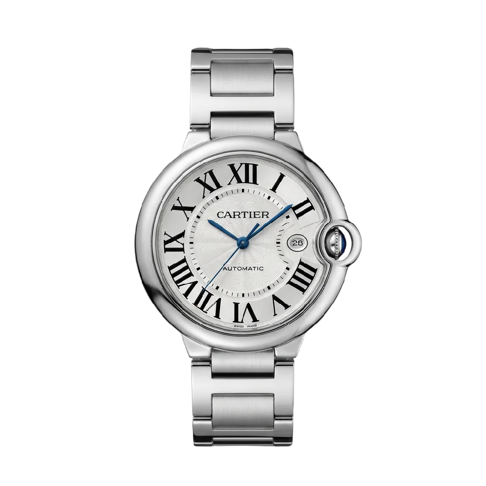 Cartier Ballon Bleu horloge van staal en goud op een wit oppervlak