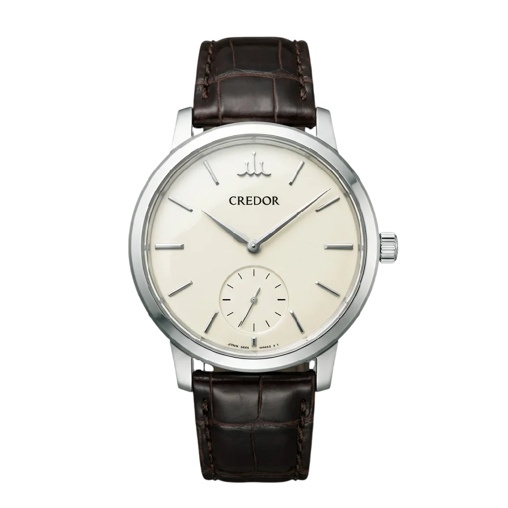 Luxe Credor Eichi horloge met wit gouden kast en porseleinen wijzerplaat