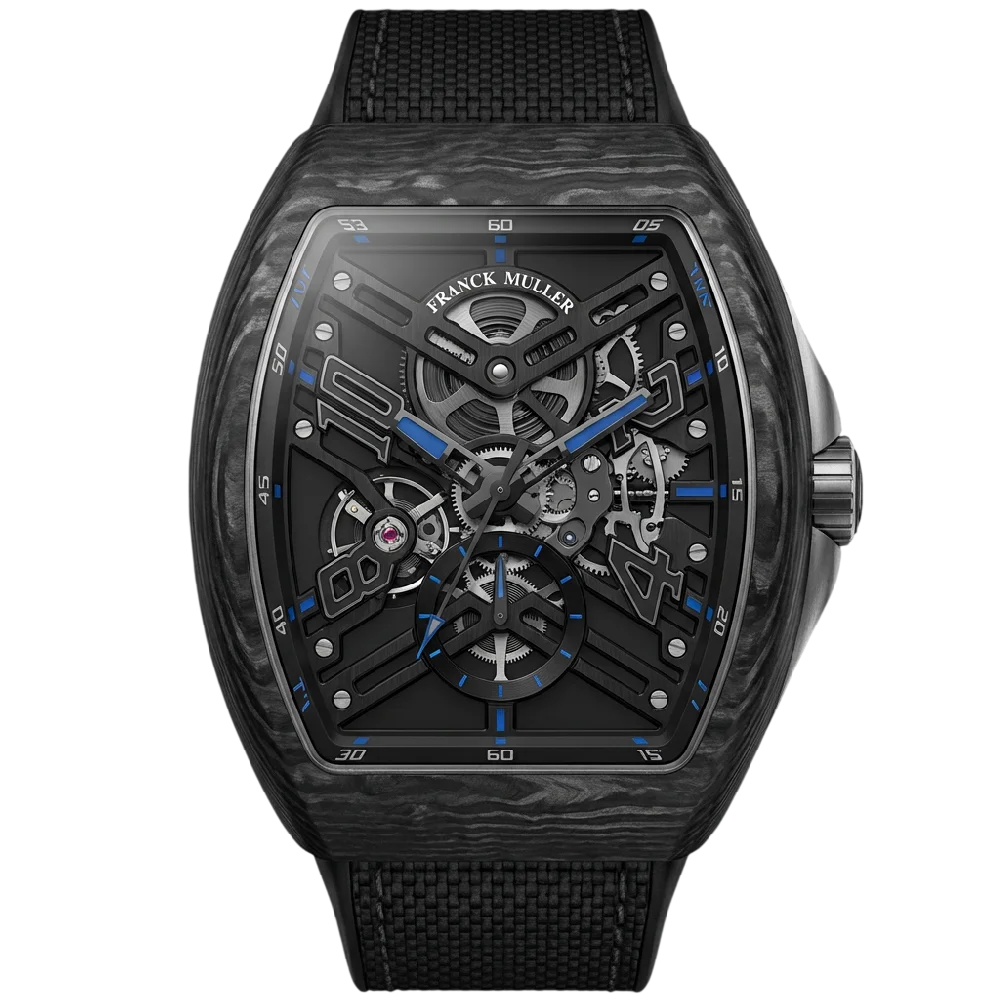 Exclusief Franck Muller luxe horloge met de kenmerkende tonneau-vormige horlogekast