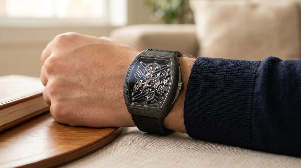Beveiligde kluis waarin horloges worden bewaard