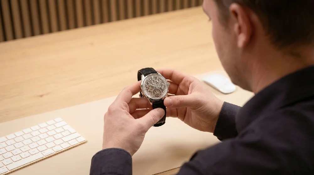 Horlogemaker die een Grand Seiko Masterwork taxeert