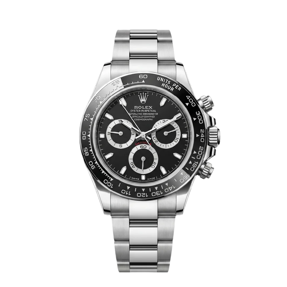 Luxe Rolex Daytona horloge met gouden accenten en zwarte wijzerplaat