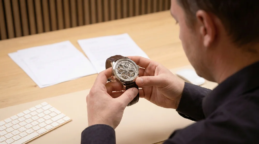 Horlogemaker takseert een Greubel Forsey horloge