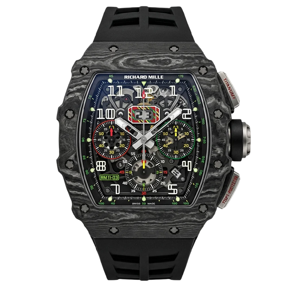 Richard Mille RM 11 horloge, zwarte wijzerplaat, carbon kast