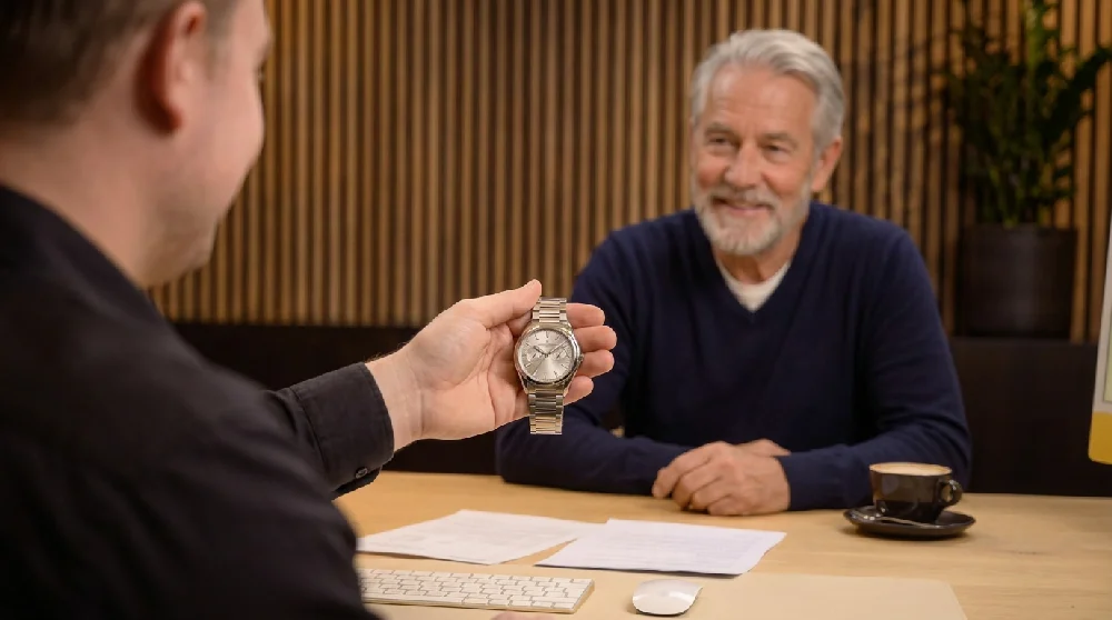 Man die online formulier invult voor een Vacheron Constantin Fiftysix