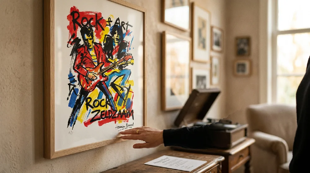 Kleurrijk en dynamisch kunstwerk van Herman Brood met felle verfspatten en figuren