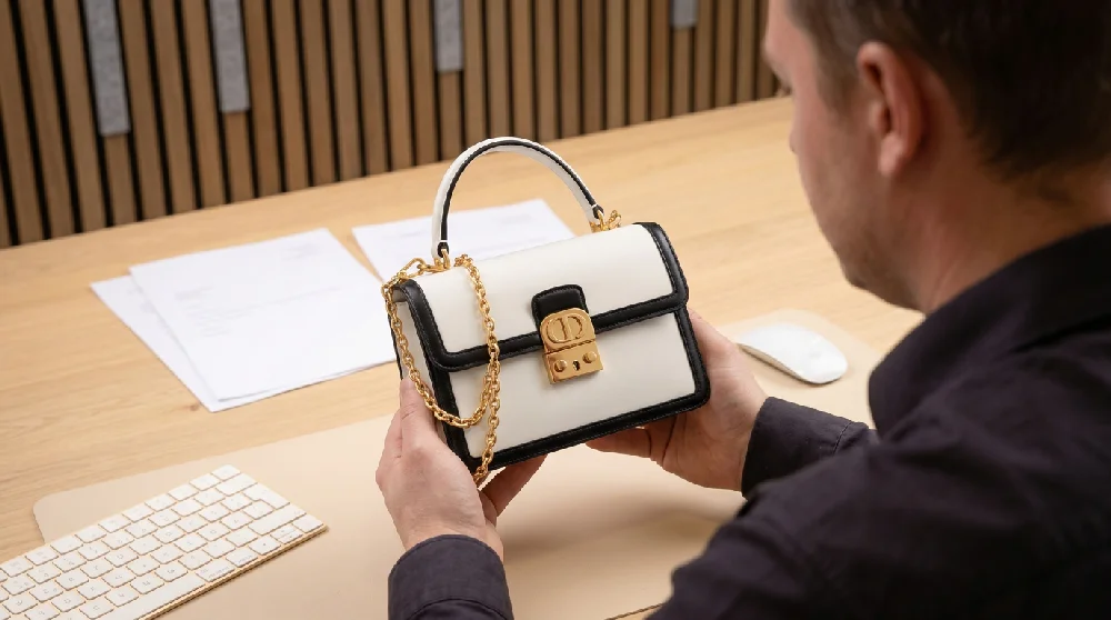 Een discreet adviesgesprek en professionele taxatie van een exclusief Dior product aan tafel