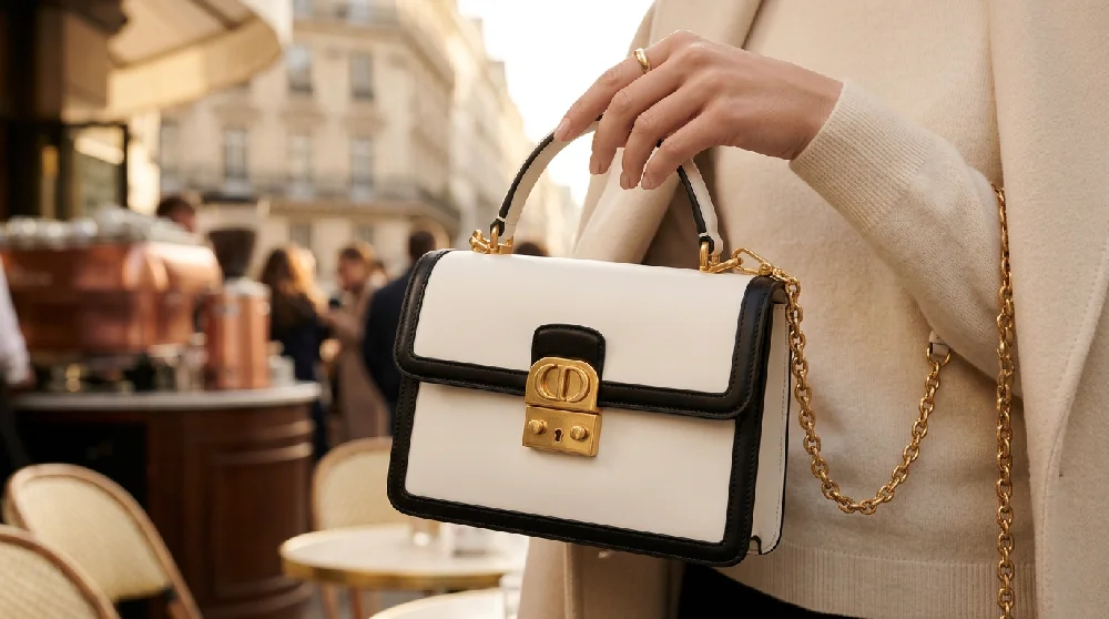 Luxe Dior tassen en accessoires zorgvuldig en veilig opgeborgen in een beveiligde kluisruimte