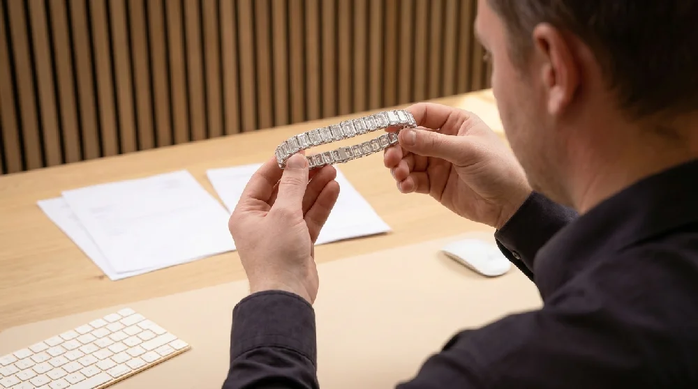 Een discreet adviesgesprek en taxatie van een sieraad aan tafel